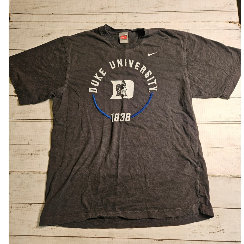 Nike Team Duke‎ University Blue Devils T-Shirt Gray Embroidered Mascot Mens M
